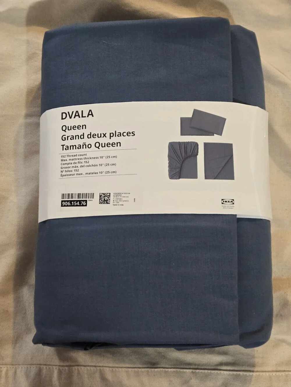 IKEA Solid Slate Blue Queen Sheet Set